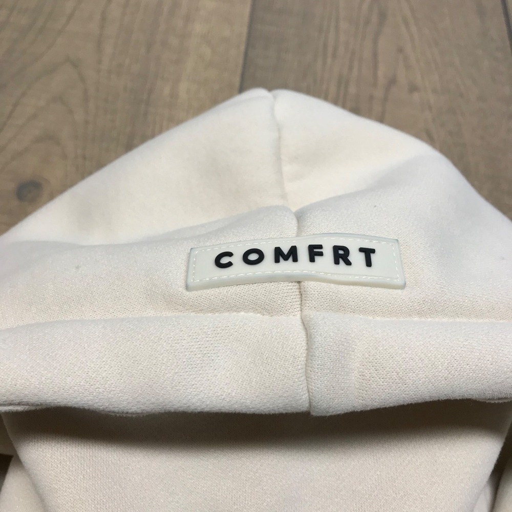 Comfrt Airplane Mode Hoodie Womens Size M Beige Travel Full Zip Bone Cream Cozy - Picture 5 of 15